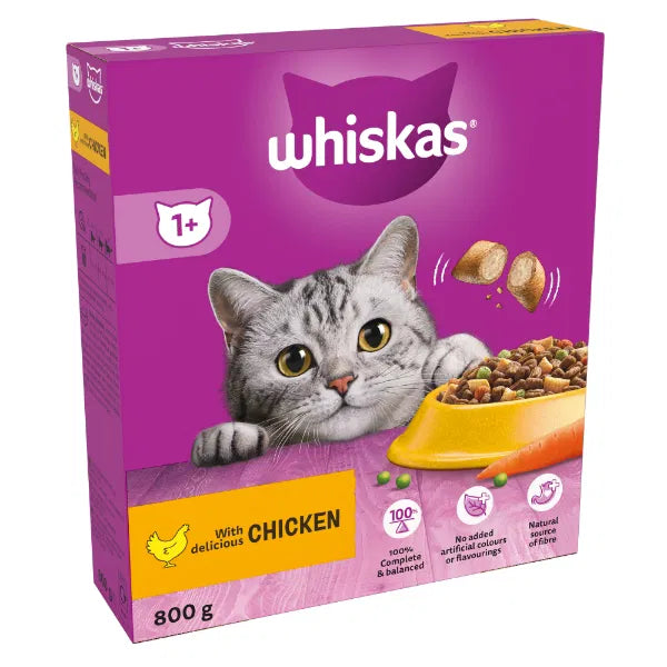 WHISKAS 1+ Chicken Adult Dry Cat Food 800g
