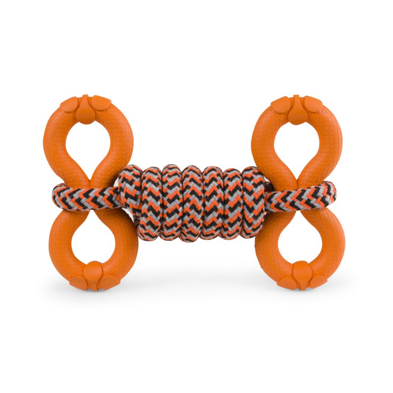 SERIOUSLY STRONG RUBBER AND ROPE DOG CHEW TOY LRG