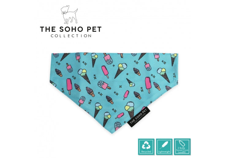 DINO/ICE CREAM PATTERNED BANDANA (2 PER PACK)