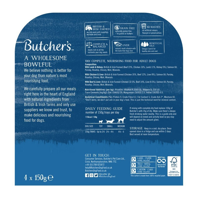Butcher's Grain Free Succulent Recipes Foils 150g x 4